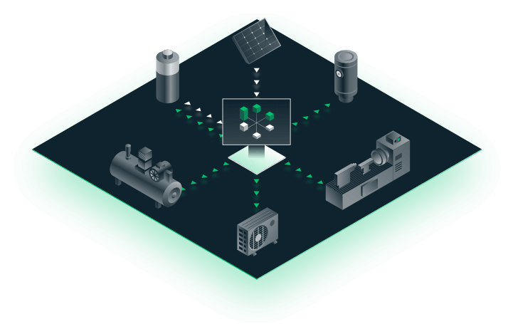 inGenious energy management system connecting PV, battery, compressor, HVAC and production machines